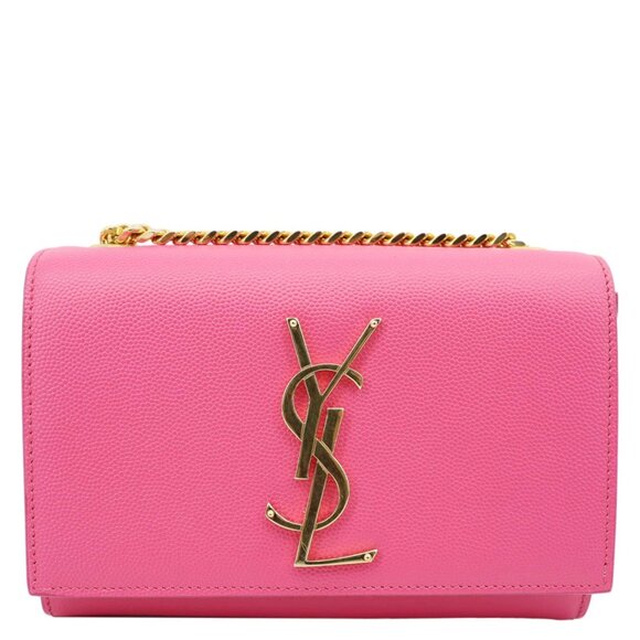 Yves Saint Laurent  Kate Small Pebbled Leather Chain Crossbody Bag Pink - Picture 3 of 14